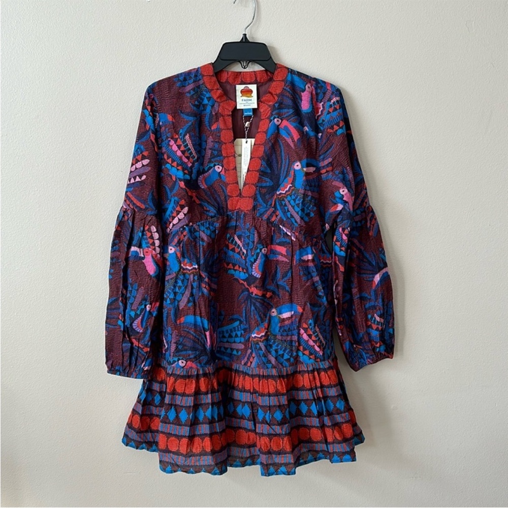 FARM Rio Vibrant Red and Blue Mini Dress